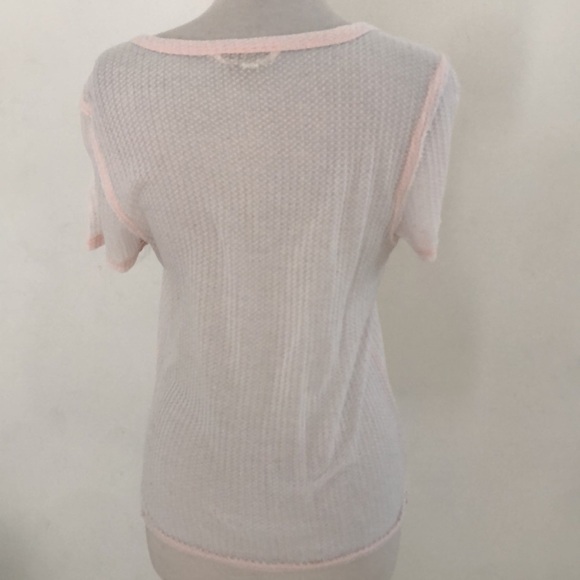 Vanilla star Pink semi-shear v-Neck T-Shirt - Size L - Picture 5 of 8